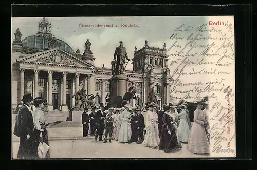 AK Berlin, Bismarckdenkmal und Reichstag