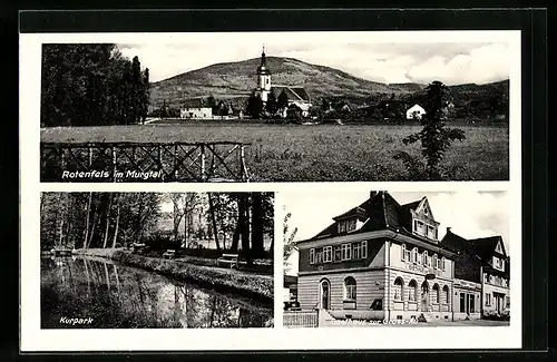 AK Rotenfels, Ortsansicht mit Kirche, Kurpark, Gasthaus zur Gross-Au