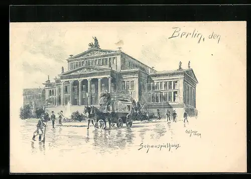 Künstler-AK Berlin, Schauspielhaus am Gendarmenmarkt