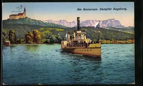 AK Dampfer Augsburg auf dem Ammersee