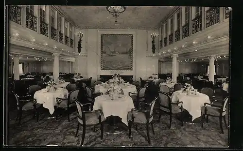 Foto-AK Speisesaal der 1. Klasse im Passagierschiff Hamburg