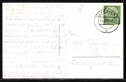 AK Cuxhaven, Passagierschiff Wappen von Hamburg an der Alten Liebe