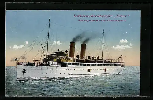 AK Hamburg-Amerika-Linie-Seebäderdienst Turbinenschnelldampfer Kaiser