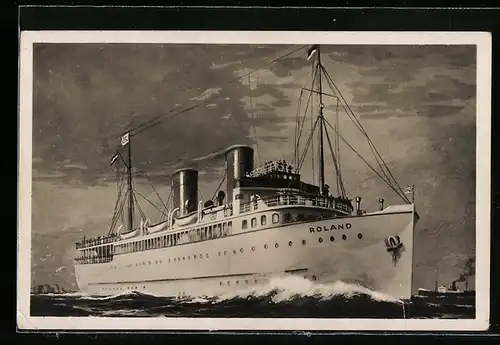 Künstler-AK Passagierschiff Roland des Nordd. Lloyds Bremen in der Bugansicht