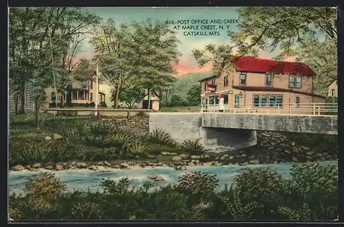 AK Maple Crest, Catskill Mts., NY, Post Office and Creek