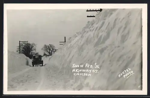 Foto-AK Chilton, WI, Snow Feb. 1936, Highway 57