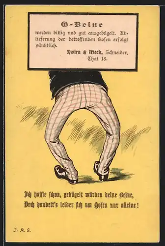 Künstler-AK Schneider Zwirn & Meck, O-Beine ausbügeln
