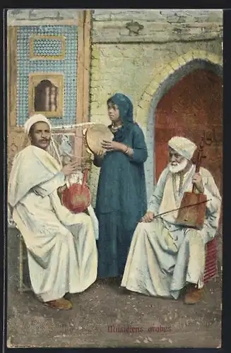 AK Musiciens arabes, arabischer Musiker mit Instrumenten