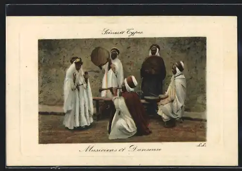 AK Scenes et Types, Musiciens et Danseuse, arabischer Musiker