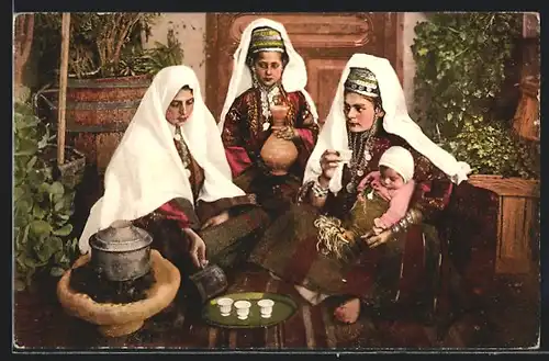 AK Bethléhem, Arabische Frauen mit einem Kind