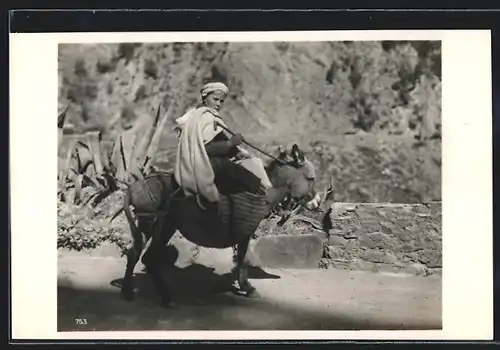 AK Arabischer Junge auf einem Esel