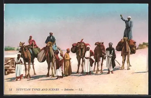 AK Egypt, Egyptian Types and Scenes, Bedouins, arabische Volkstypen