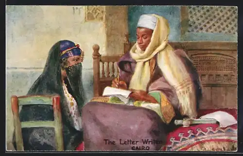 AK Cairo, The Letter Writer, arabische Volkstypen