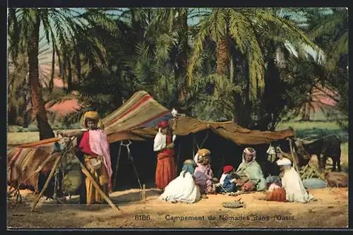 AK Campement de Nomades dans l`Oasis, Nomandenzelte unter den Palmen