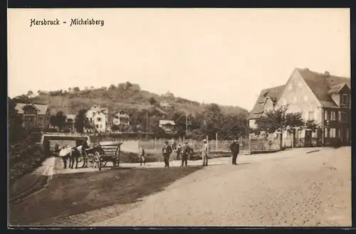 AK Hersbruck-Michelsberg, Ortsansicht mit Kutsche