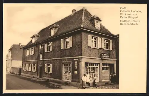 AK Hassloch / Pfalz, Café-Bäckerei Peter Klingert, Bahnhofstrasse