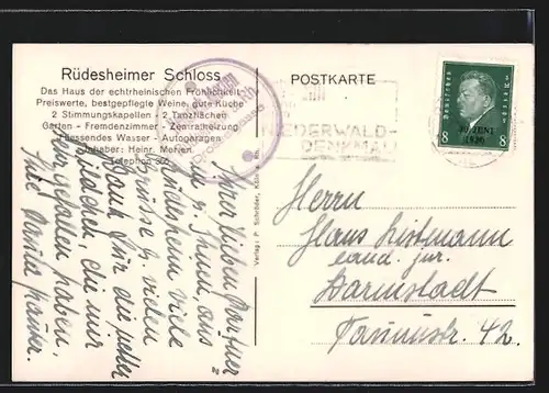 AK Rüdesheim, Rüdesheimer Schloss, Innenansicht