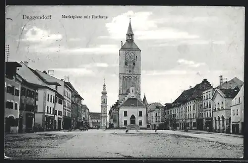 AK Deggendorf, Marktplatz mit Rathaus