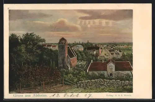 AK Alsheim, Ortsansicht mit Turm