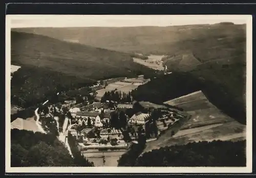 AK Hattenheim im Rheingau, Totalansicht von einem Berg aus