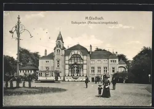 AK M. Gladbach, Volksgarten, Restaurationsgebäude