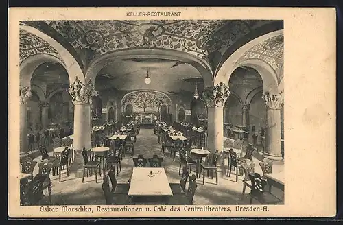 AK Dresden, Restaurant des Zentraltheaters Oskar Marschka, Waisenhausstrasse