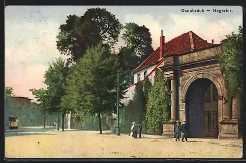 AK Osnabrück, Partie am Hegertor, Strassenbahn