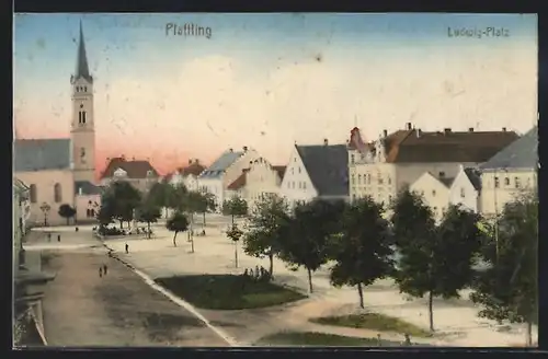 AK Plattling, Blick über den Ludwig-Platz