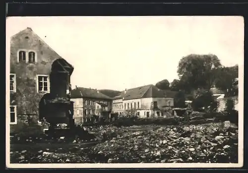AK Gottleuba, Hochwasser vom 8.7.1927, Zerstörte Häuser