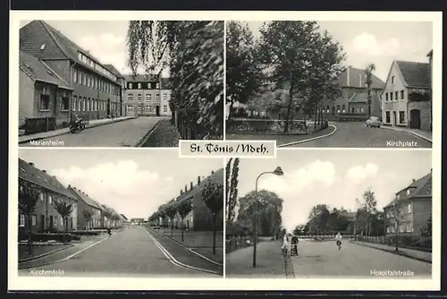 AK St. Tönis /Ndrh., Kirchplatz, Marienheim und Hospitalstrasse