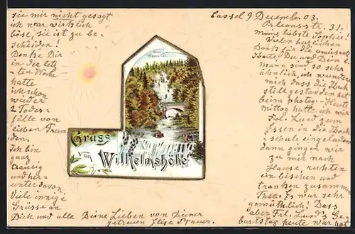 Papierkunst-AK Wilhelmshöhe, Neuer Wasserfall, Papierkunst