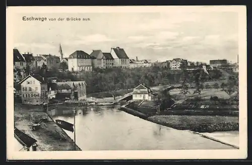 AK Eschwege, Ortsansicht von der Brücke aus