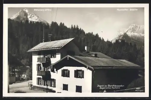 AK Ilsank, Gebäudeansicht mit Blick zum Watzmann und Hochkalter