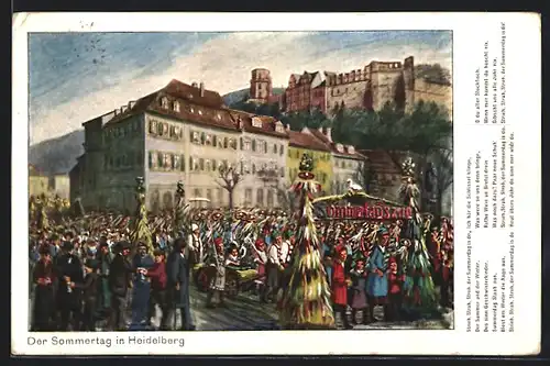 Künstler-AK Heidelberg, Der Sommertag, Festumzug