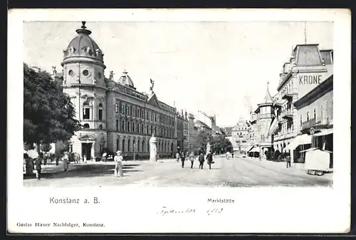 AK Konstanz, Marktstätte mit Passanten