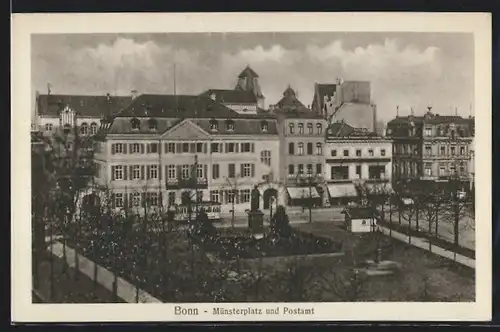 AK Bonn, Münsterplatz und Postamt