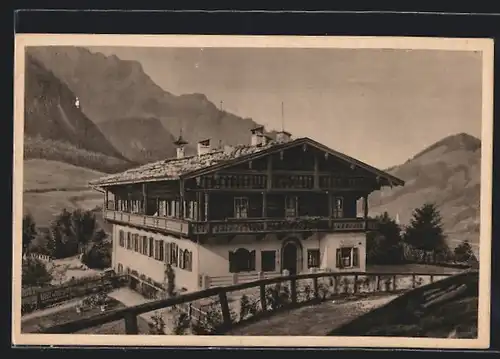 AK Schellenberg, Partie am Berchtesgadener Heim, Ferienheim für Handel und Industrie