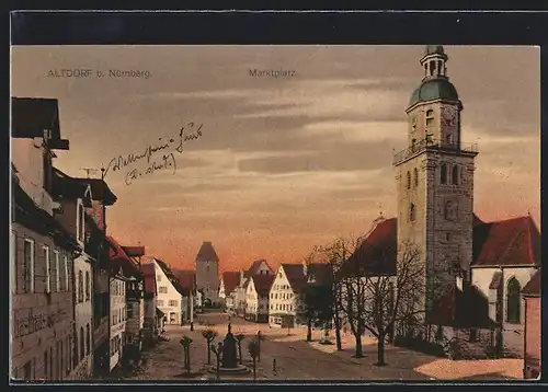 AK Altdorf b. Nürnberg, Marktplatz in der Dämmerung
