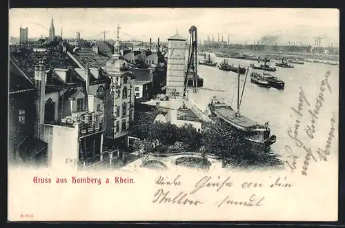 AK Homberg a. Rhein, Hafen mit Booten