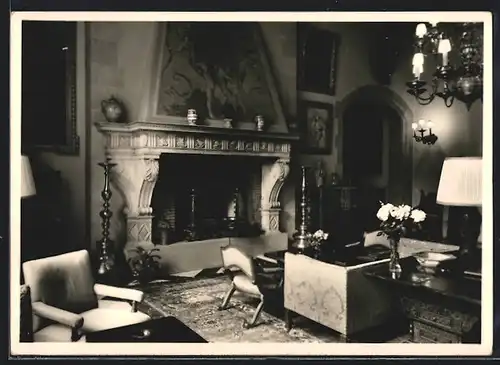 AK Kronberg im Taunus, Schlosshotel Kronberg, Grosse Halle, Am Kamin