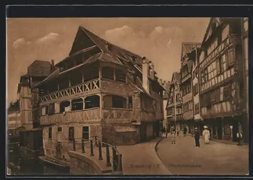 AK Strassburg i. E., Planzbadgasse mit Passanten