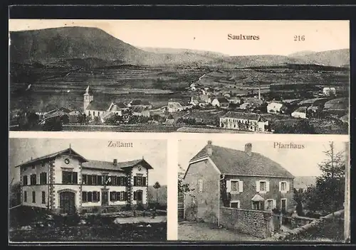 AK Saulxures, Zollamt, Pfarrhaus, Ortsansicht