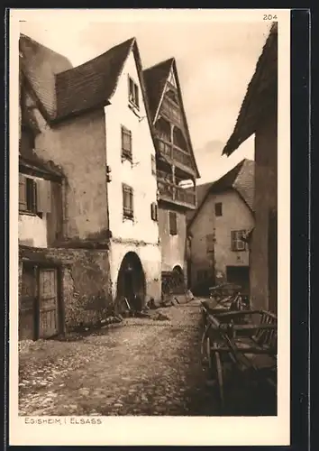 AK Egisheim i. Elsass, Strassenpartie mit alten Häusern