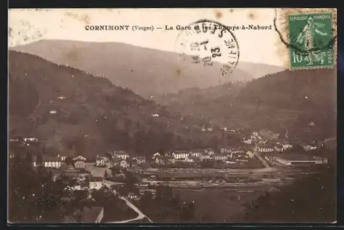 AK Cornimont, La Gare et les Champs-à-Nabord