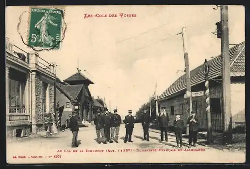 AK Col de la Schlucht, Douaniers Francais et Allemands