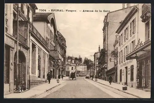 AK Epinal, Avenue de la Gare, Strassenpartie