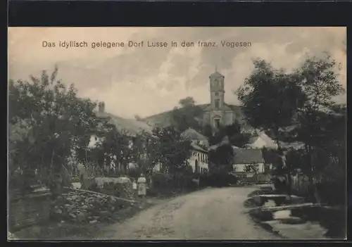 AK Lune, Strasse mit Blick zur Kirche