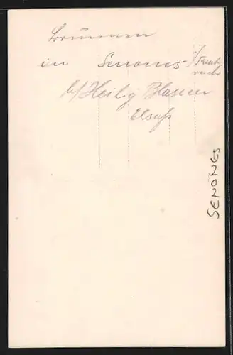 Foto-AK Senones, Cafe Restaurant und Brunnen