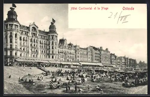 AK Ostende, Hotel Continental et la Plage