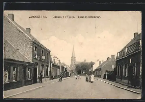 AK Zonnebeke, Chaussée d`Ypres, Yperschesteenweg